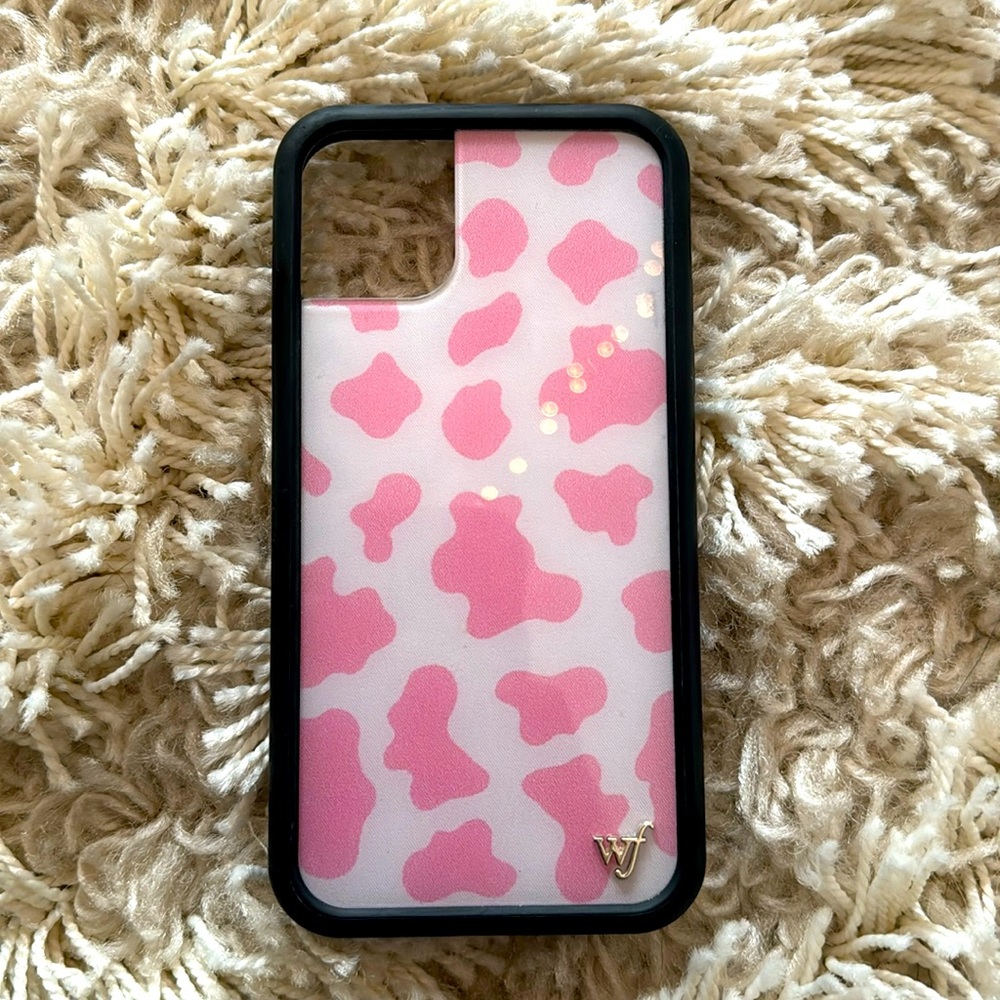 pink cow print wildflower iphone 11 phone case